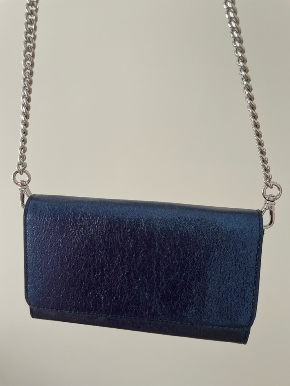 Banana Republic Navy Blue Crossbody Wallet with Silver Chain